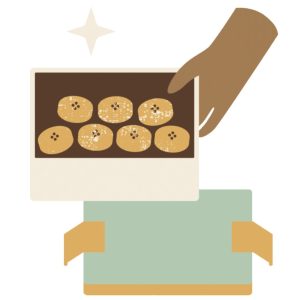 Drawing someone opening a box of sweet treats