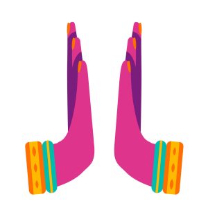 Prayer hands with bangles.