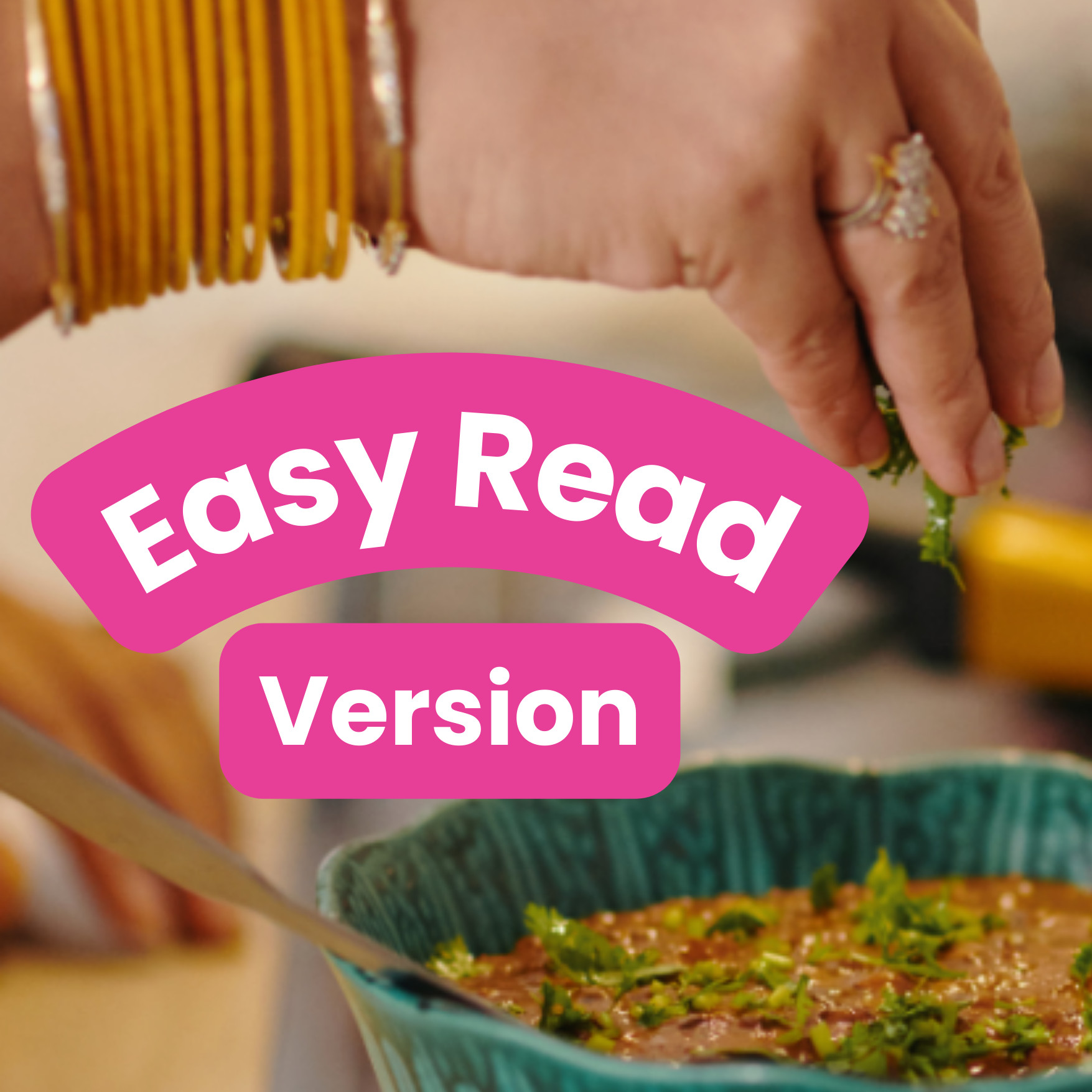 Diabetes easy read report version with an image of a Bengali meal being prepared.